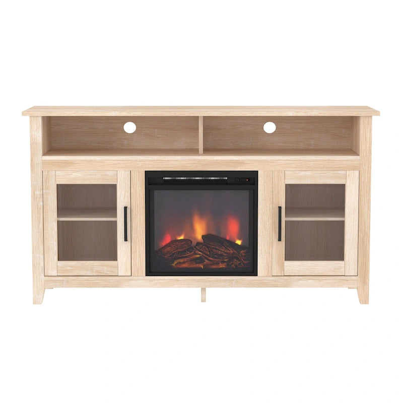 58-inch 2-Door Highboy Fireplace TV Stand with Storage