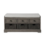 Storage Bench with Cushion, 3 Drawers and 3 Baskets