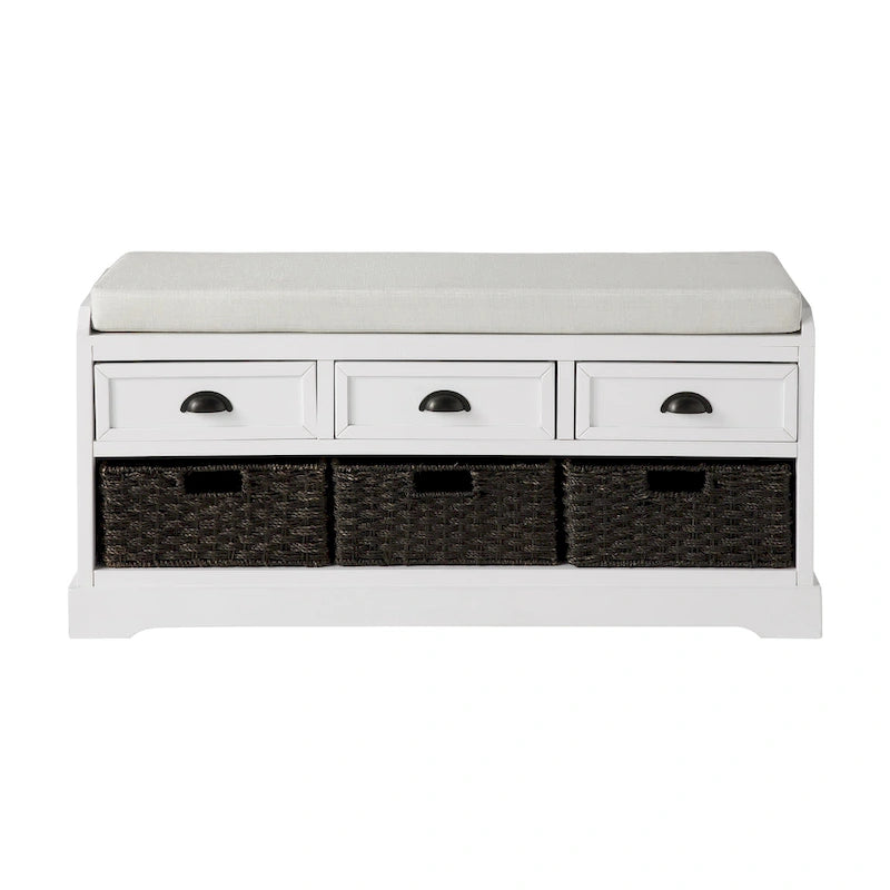 Storage Bench with Cushion, 3 Drawers and 3 Baskets
