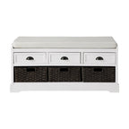 Storage Bench with Cushion, 3 Drawers and 3 Baskets