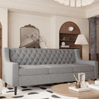 78.75" 3-Seater Fabric Sofa with Tufted Back – Grey