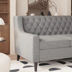 78.75" 3-Seater Fabric Sofa with Tufted Back – Grey