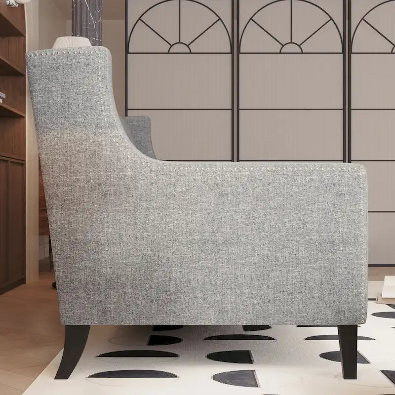 78.75" 3-Seater Fabric Sofa with Tufted Back – Grey