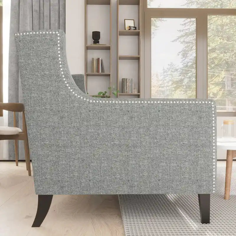78.75" 3-Seater Fabric Sofa with Tufted Back – Grey