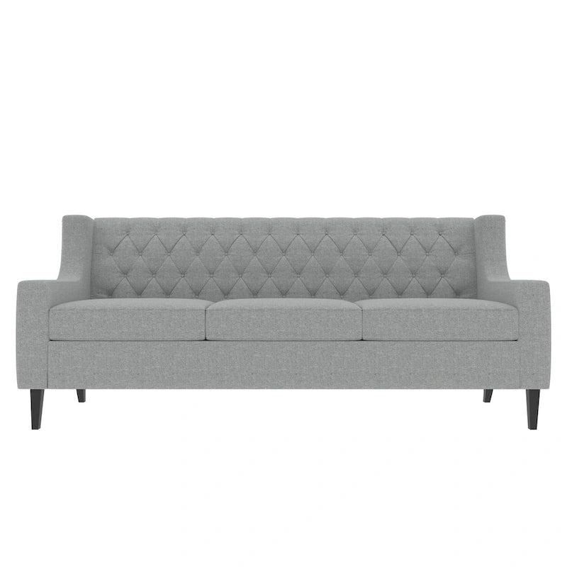 78.75" 3-Seater Fabric Sofa with Tufted Back – Grey