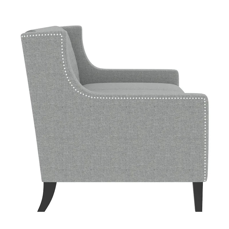 78.75" 3-Seater Fabric Sofa with Tufted Back – Grey