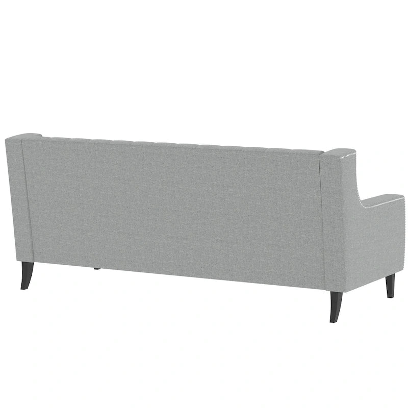78.75" 3-Seater Fabric Sofa with Tufted Back – Grey