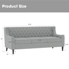 78.75" 3-Seater Fabric Sofa with Tufted Back – Grey