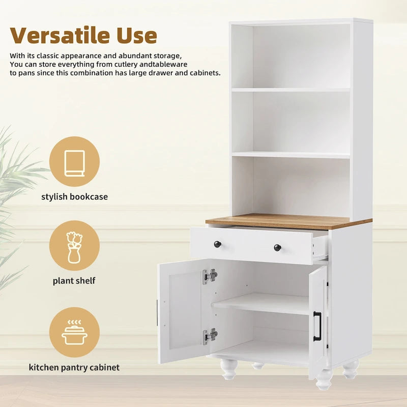TV Stand with Adjustable Shelves for TVs Up to 70, Entertainment Center with Bookshelves for Living Room