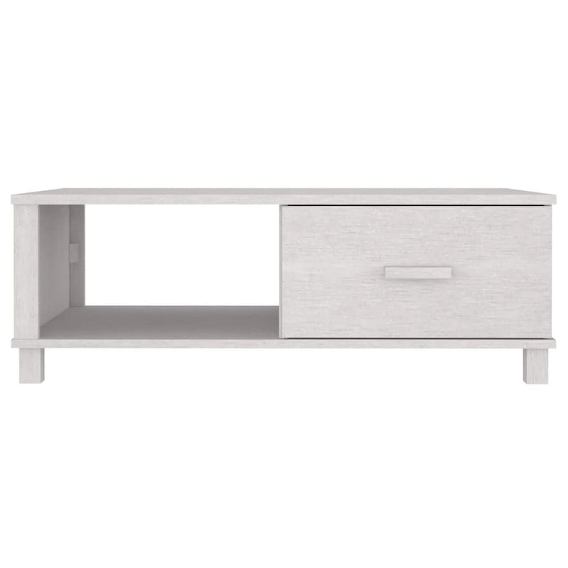 Couchtisch, rechteckig, Schublade, weißes Massivholz Kiefer