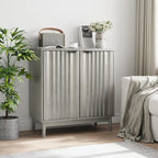 Gerilltes Sideboard-Möbel, freistehendes Buffet-Möbel in Wash Grey mit verstellbarem Regal, Holzaufbewahrung