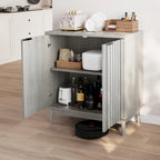 Gerilltes Sideboard-Möbel, freistehendes Buffet-Möbel in Wash Grey mit verstellbarem Regal, Holzaufbewahrung
