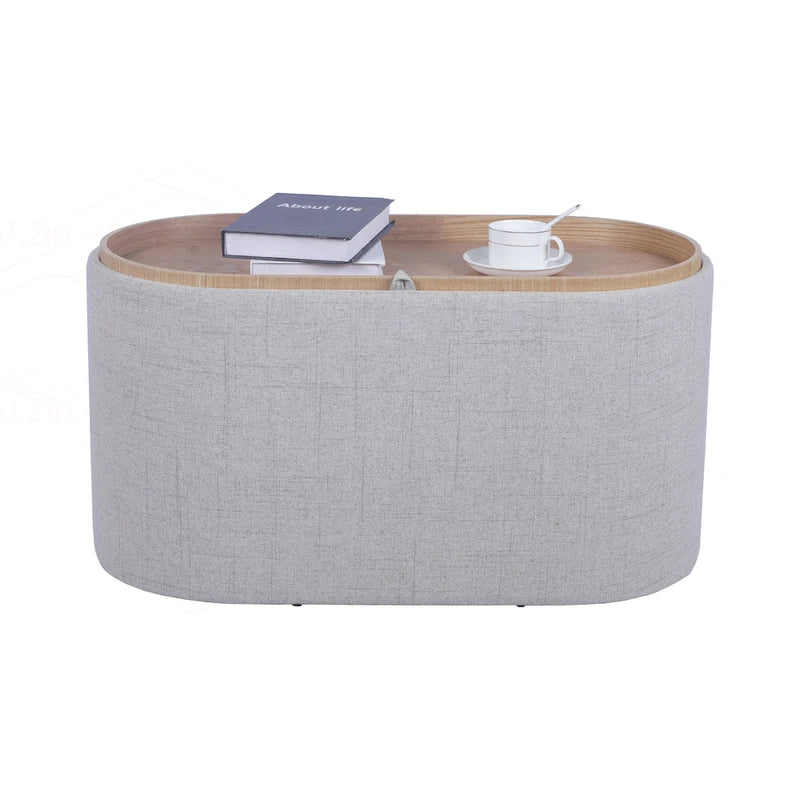 Reversible Storage Ottoman, 30" Wide