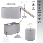 Reversible Storage Ottoman, 30" Wide