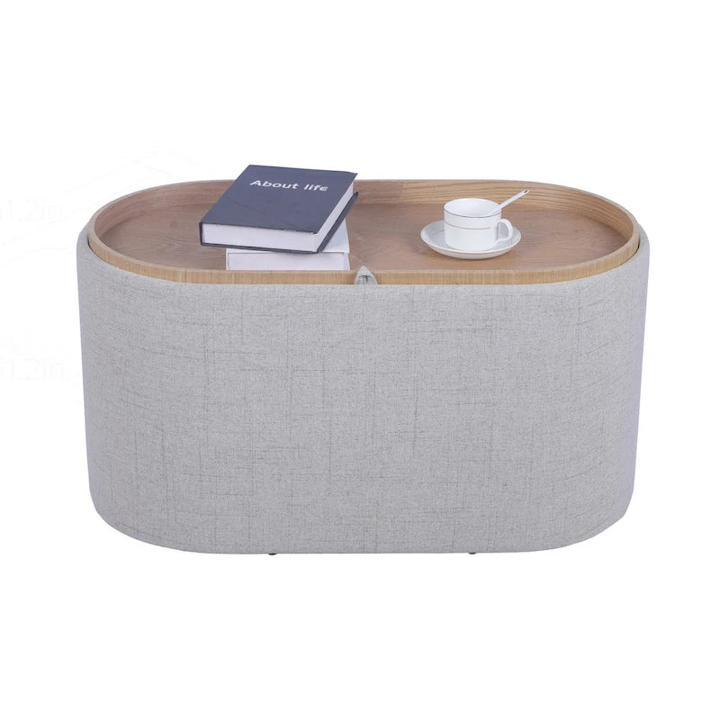 Reversible Storage Ottoman, 30" Wide