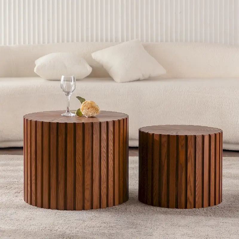 Exquisiter runder Couchtisch aus Holz für kleine Wohnräume, keine Montage erforderlich