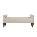 Upholstered Tufted Velvet Bench with Wooden Legs