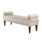 Upholstered Tufted Velvet Bench with Wooden Legs