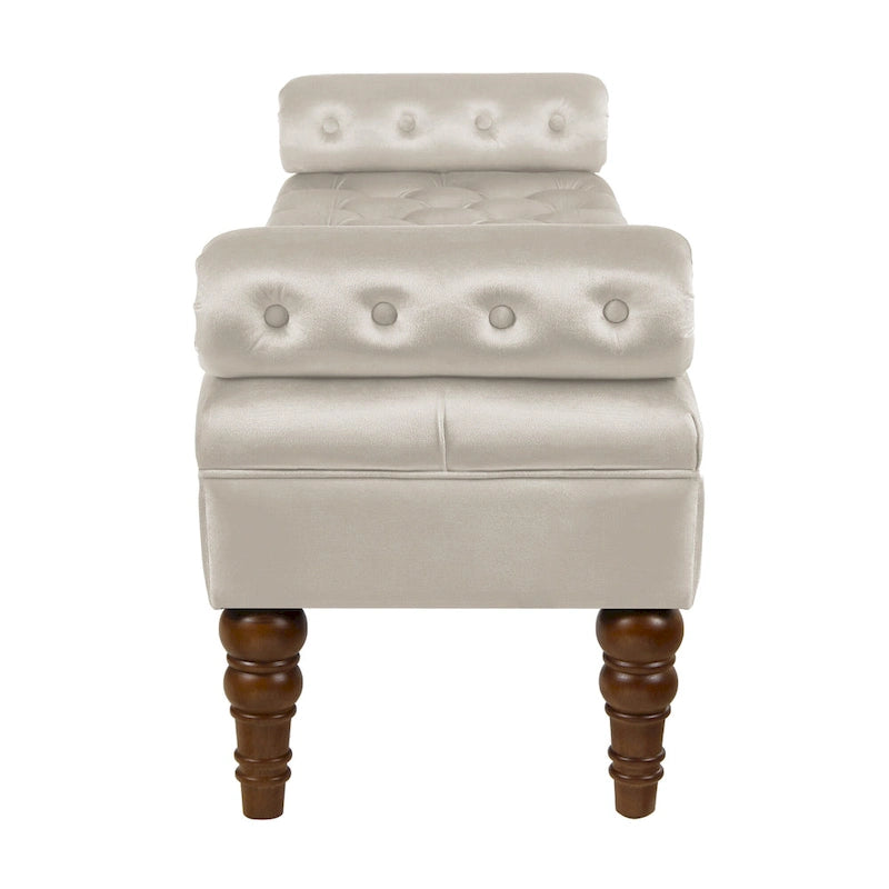 Upholstered Tufted Velvet Bench with Wooden Legs