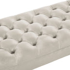 Upholstered Tufted Velvet Bench with Wooden Legs