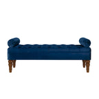 Upholstered Tufted Velvet Bench with Wooden Legs