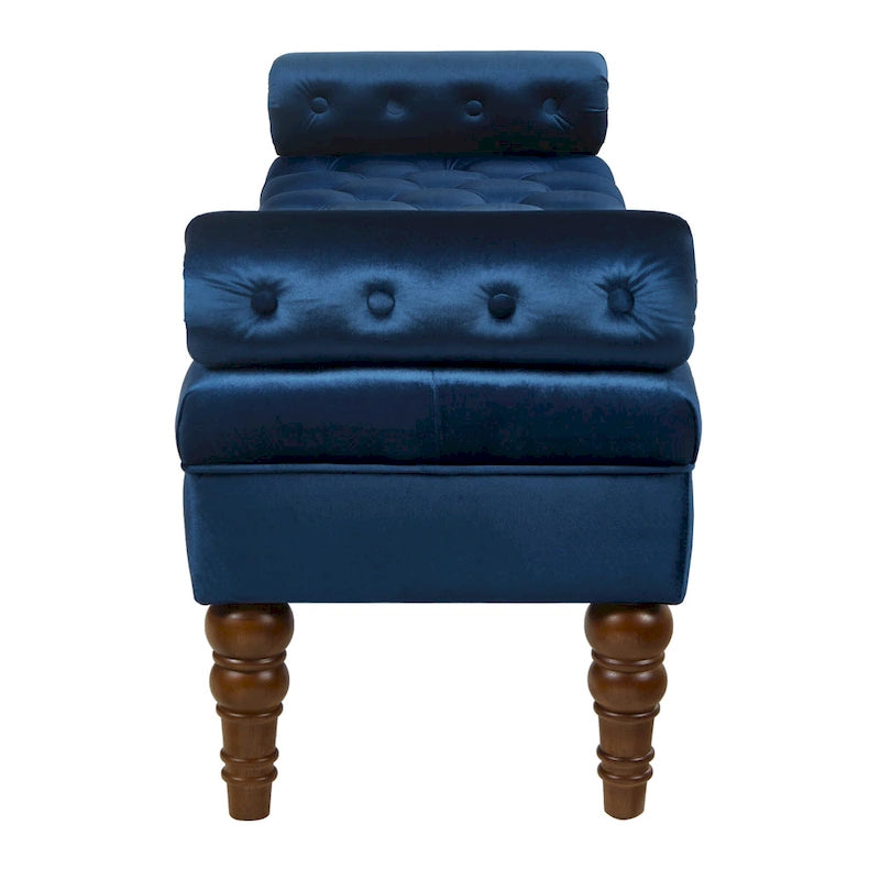 Upholstered Tufted Velvet Bench with Wooden Legs