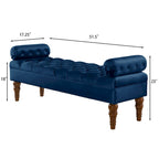 Upholstered Tufted Velvet Bench with Wooden Legs