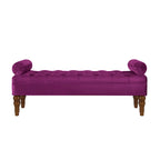 Upholstered Tufted Velvet Bench with Wooden Legs