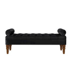 Upholstered Tufted Velvet Bench with Wooden Legs