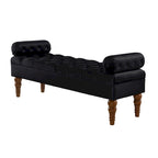 Upholstered Tufted Velvet Bench with Wooden Legs