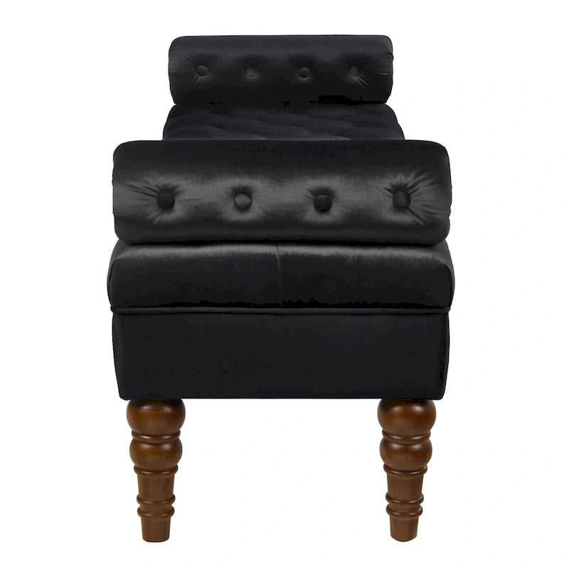 Upholstered Tufted Velvet Bench with Wooden Legs