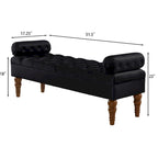 Upholstered Tufted Velvet Bench with Wooden Legs