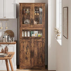Hoher Badezimmerschrank, Wäscheschrank mit Türen und verstellbaren Einlegeböden und Schublade