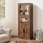 Hoher Badezimmerschrank, Wäscheschrank mit Türen und verstellbaren Einlegeböden und Schublade