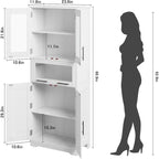 Hoher Badezimmerschrank, Wäscheschrank mit Türen und verstellbaren Einlegeböden und Schublade