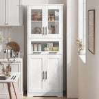Hoher Badezimmerschrank, Wäscheschrank mit Türen und verstellbaren Einlegeböden und Schublade