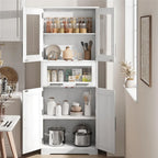 Hoher Badezimmerschrank, Wäscheschrank mit Türen und verstellbaren Einlegeböden und Schublade