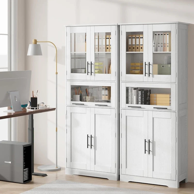 Hoher Badezimmerschrank, Wäscheschrank mit Türen und verstellbaren Einlegeböden und Schublade