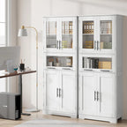 Hoher Badezimmerschrank, Wäscheschrank mit Türen und verstellbaren Einlegeböden und Schublade