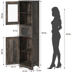 Hoher Badezimmerschrank, Wäscheschrank mit Türen und verstellbaren Einlegeböden und Schublade
