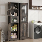 Hoher Badezimmerschrank, Wäscheschrank mit Türen und verstellbaren Einlegeböden und Schublade