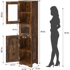 Hoher Badezimmerschrank, Wäscheschrank mit Türen und verstellbaren Einlegeböden und Schublade