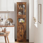 Hoher Badezimmerschrank, Wäscheschrank mit Türen und verstellbaren Einlegeböden und Schublade