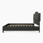 King Size Upholstered Platform Bed with Tufted Arched Headboard