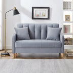 Modernes Design Sofa für das Wohnzimmer, kleiner Zweisitzer, glatter Samtbezug, getuftet, Beige