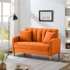 Modernes Design Sofa für das Wohnzimmer, kleiner Zweisitzer, glatter Samtbezug, getuftet, Beige