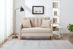 Modernes Design Sofa für das Wohnzimmer, kleiner Zweisitzer, glatter Samtbezug, getuftet, Beige