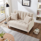 Modernes Design Sofa für das Wohnzimmer, kleiner Zweisitzer, glatter Samtbezug, getuftet, Beige