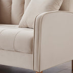 Modernes Design Sofa für das Wohnzimmer, kleiner Zweisitzer, glatter Samtbezug, getuftet, Beige