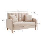 Modernes Design Sofa für das Wohnzimmer, kleiner Zweisitzer, glatter Samtbezug, getuftet, Beige